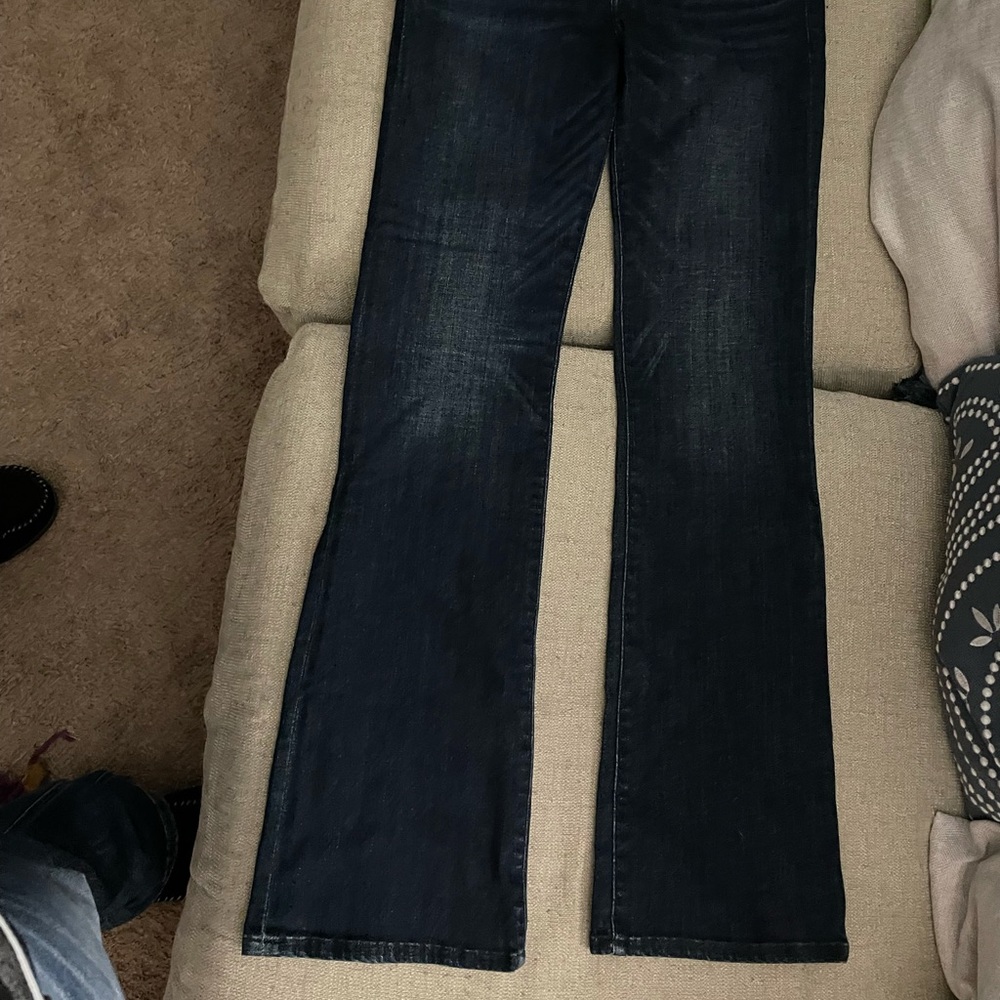 Abercrombie & Fitch 29/8s “Harper Low Rise Skinny Boot” Dark Wash